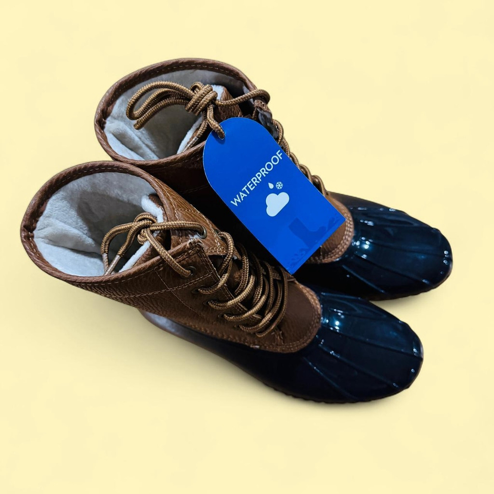 Preppy Indie Rainy Waterproof Brown Duck Boots 6 - Picture 4 of 5